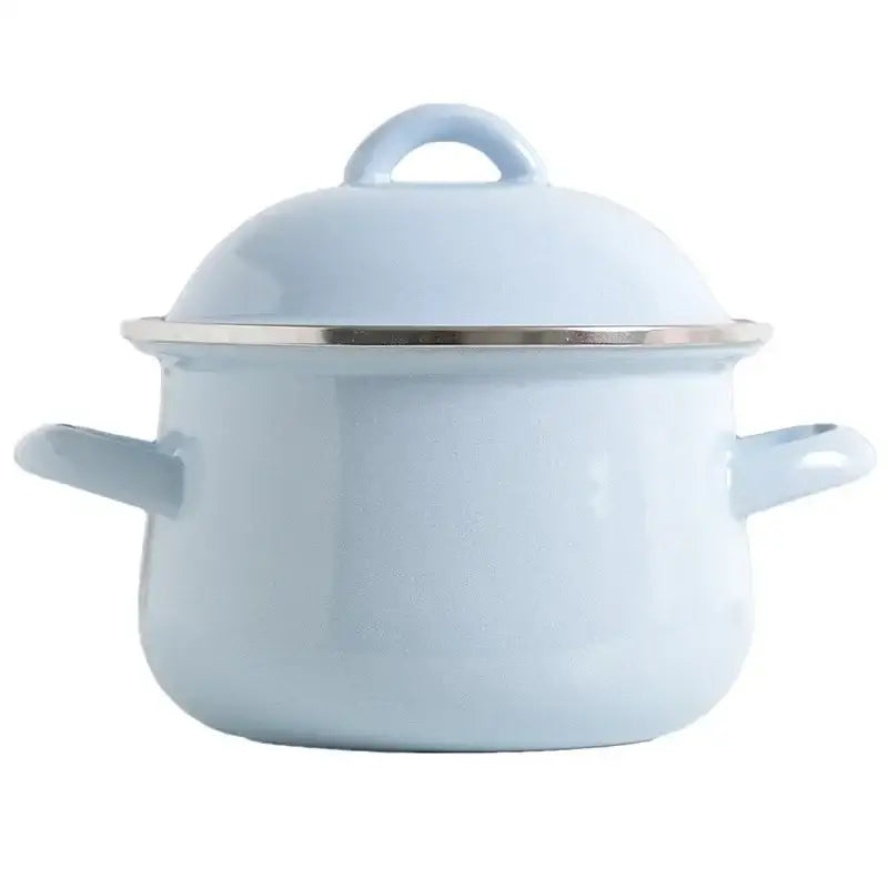 Yellow enamel cooking pot with lid kitchen enamel stock pot