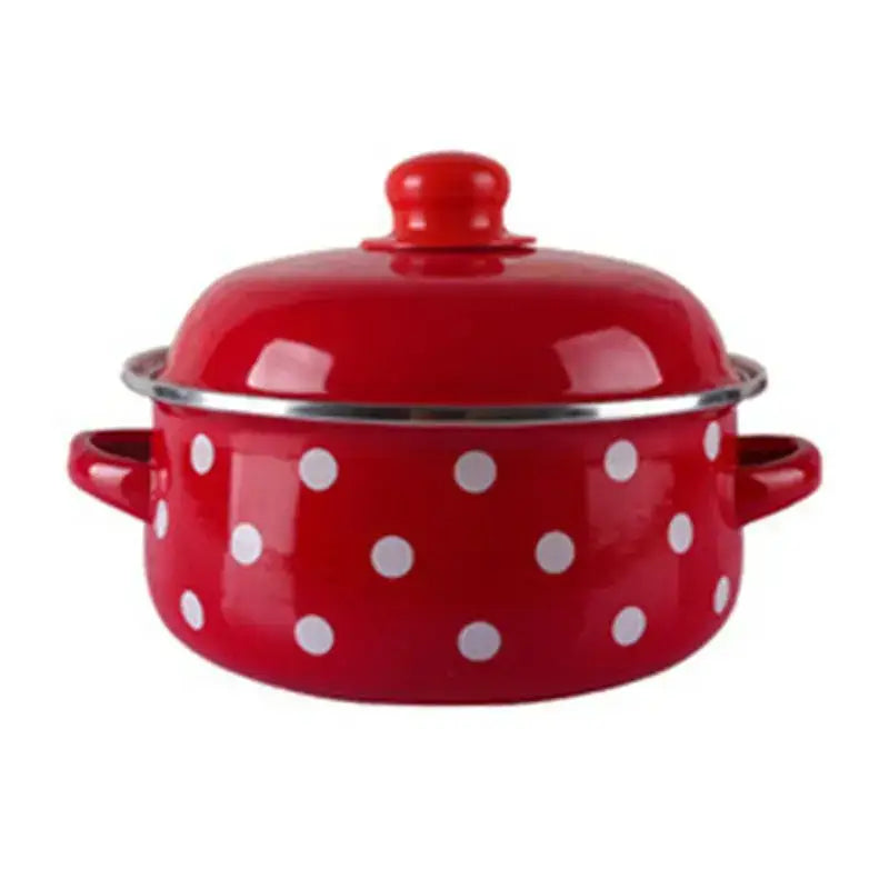 Yellow enamel cooking pot with lid kitchen enamel stock pot