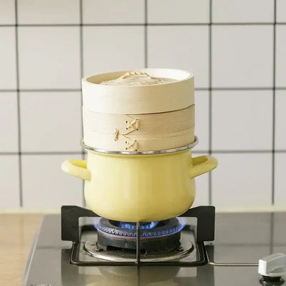 Yellow enamel cooking pot with lid kitchen enamel stock pot