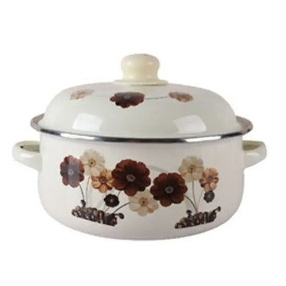 Yellow enamel cooking pot with lid kitchen enamel stock pot