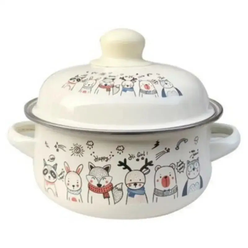 Yellow enamel cooking pot with lid kitchen enamel stock pot