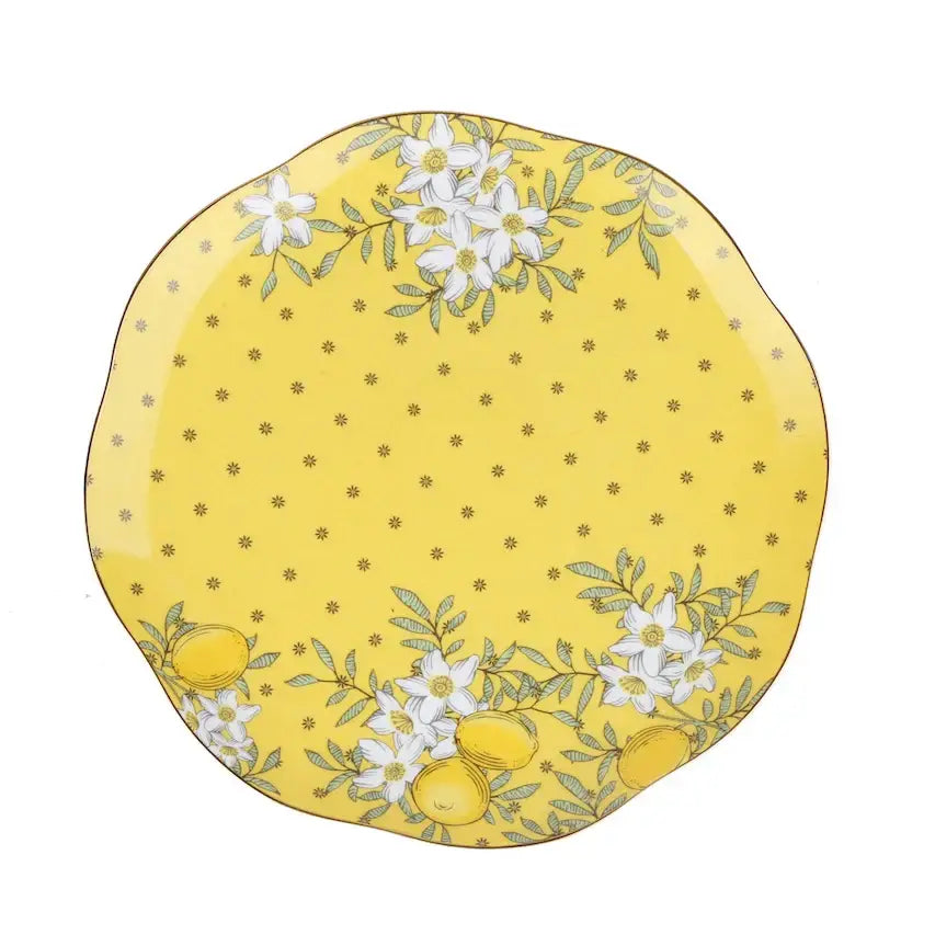 Yellow floral lemon tree bone china tea set dining room server