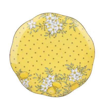 Yellow floral lemon tree bone china tea set dining room server