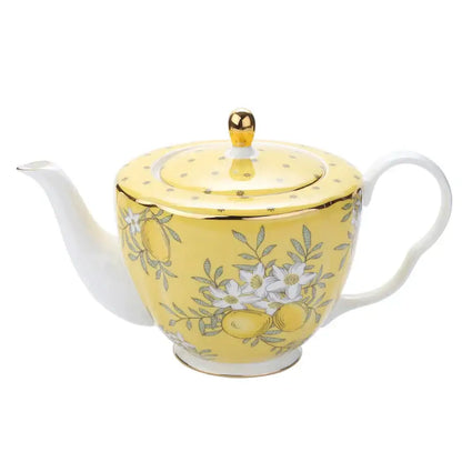Yellow floral lemon tree bone china tea set dining room server