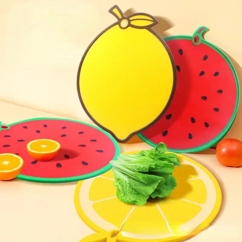 Yellow fruit shape silicone chopping board kitchen decor