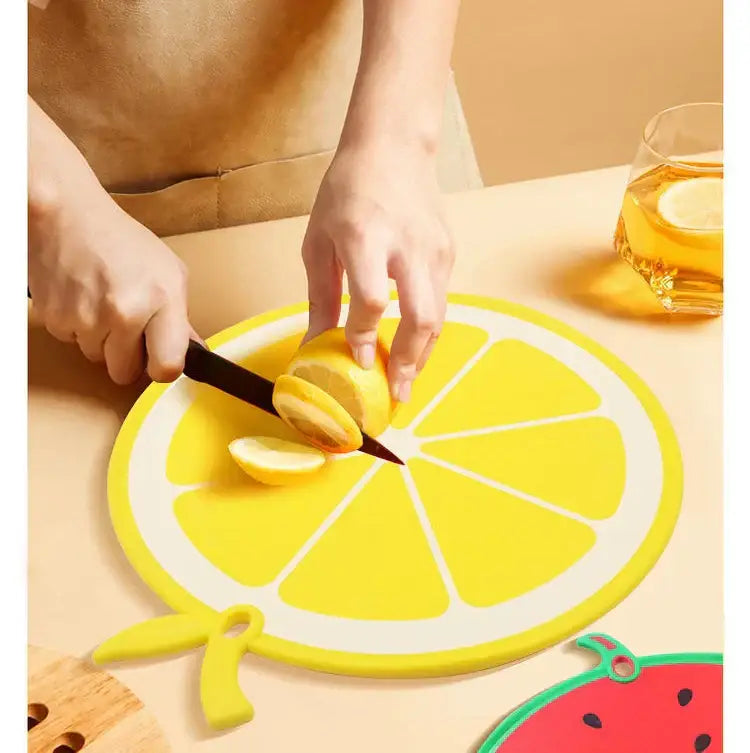 Yellow fruit shape silicone chopping board kitchen decor