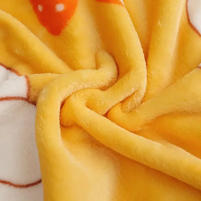 Yellow & gray bunny cartoon flannel blanket bedroom plush throw