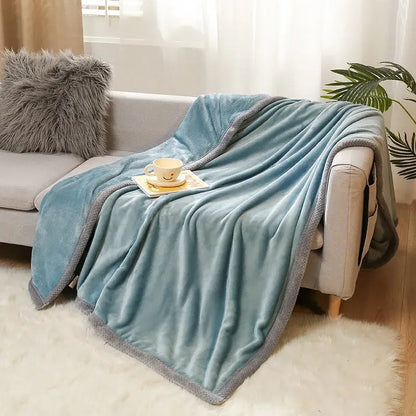 Yellow & gray bunny cartoon flannel blanket bedroom plush throw