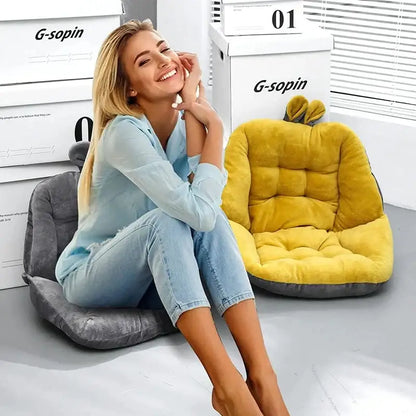 Yellow & gray bunny cartoon velvet chair cushion bedroom back support