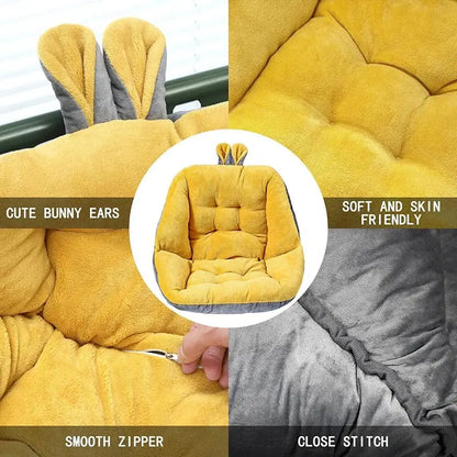 Yellow & gray bunny cartoon velvet chair cushion bedroom back support
