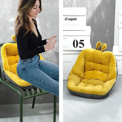 Yellow & gray bunny cartoon velvet chair cushion bedroom back support