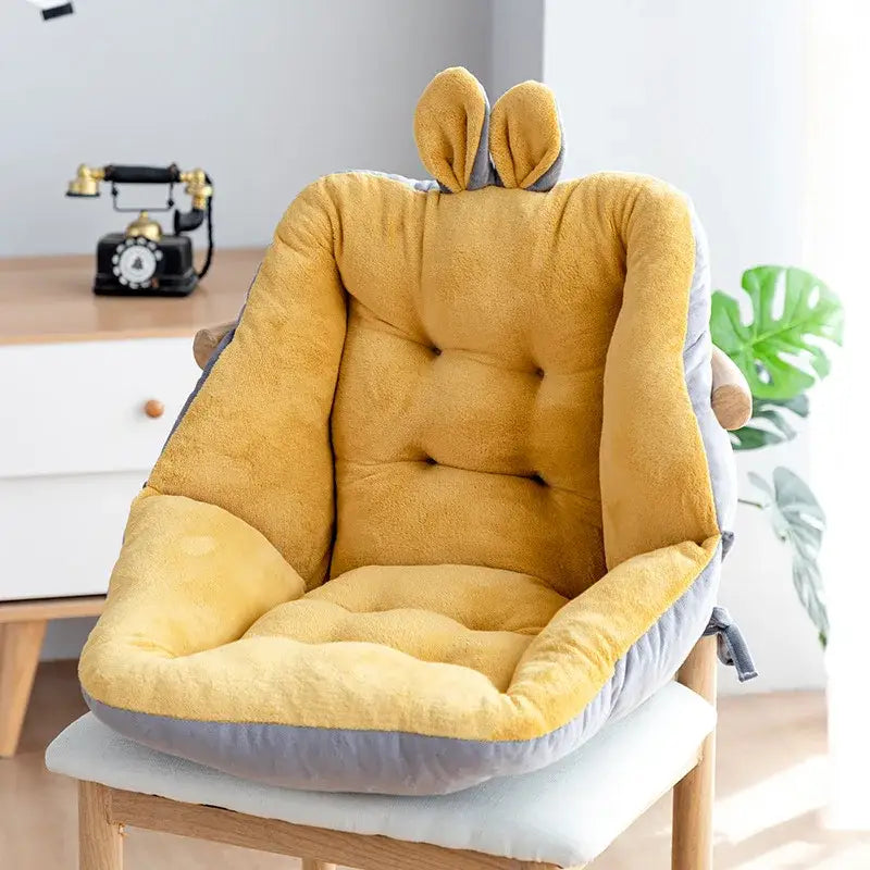 Yellow & gray bunny cartoon velvet chair cushion bedroom back support