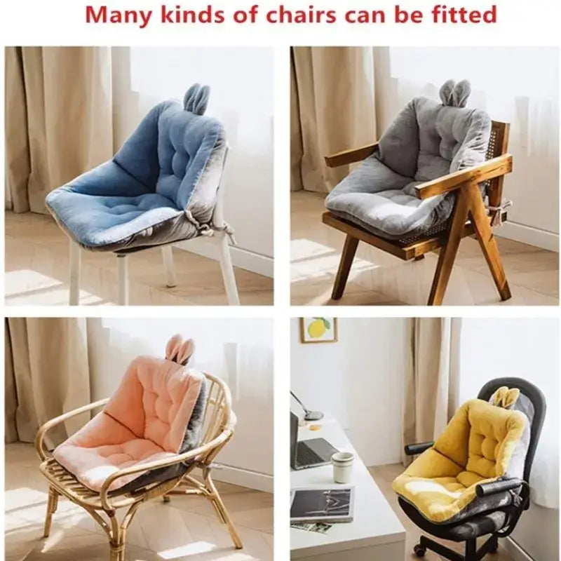 Yellow & gray bunny cartoon velvet chair cushion bedroom back support
