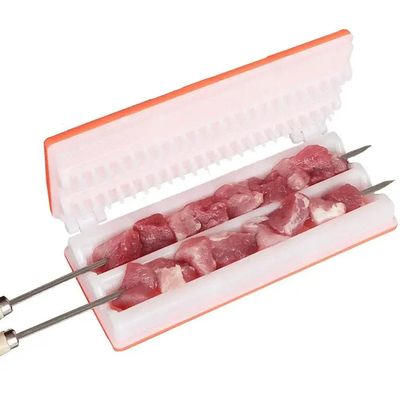 Yellow & green bbq meat skewer maker – kitchen kebab tool