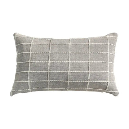 Yellow & grey cotton woven check cushion cover living room