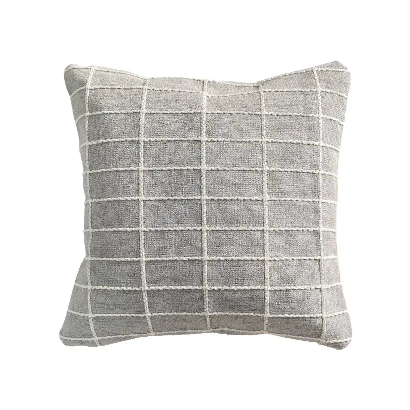 Yellow & grey cotton woven check cushion cover living room