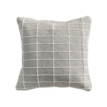 Yellow & grey cotton woven check cushion cover living room