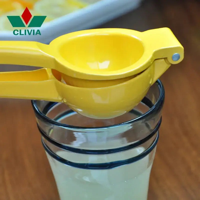 Yellow hand press citrus juicer kitchen aluminum lemon squeezer