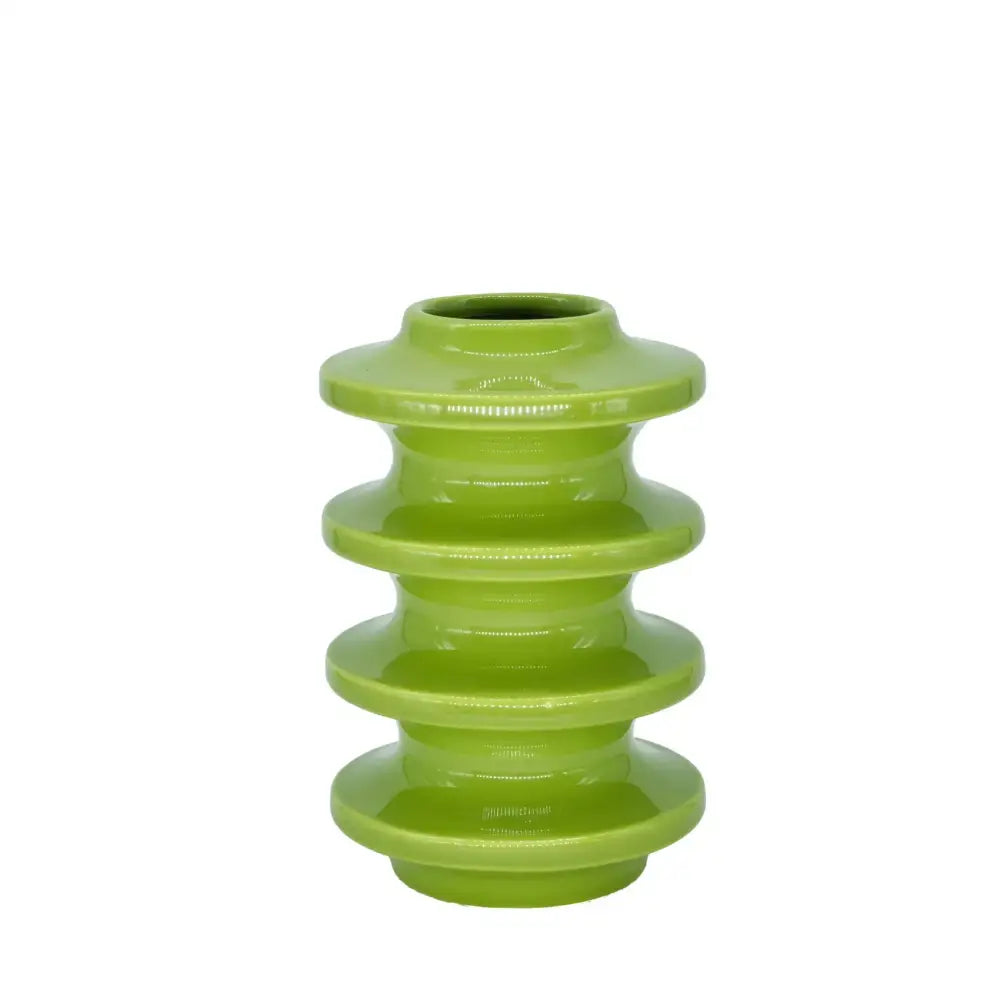 Yellow & lime geometric circles abstract ceramic vase living room