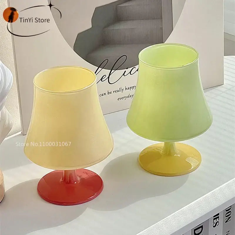 Yellow & lime green gem champagne coupe glass set dining room
