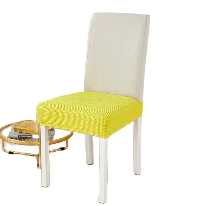 Yellow ribbed fleece chair cover for dining room seat protection