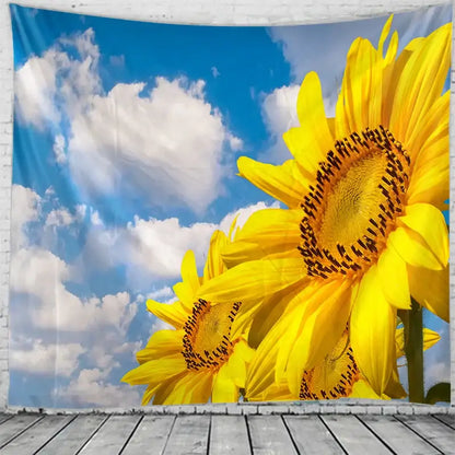 Yellow sunflower hippie bohemian tapestry bedroom wall hanging