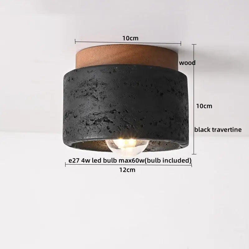 Yellow travertine led ceiling lamp living room frosted glass light