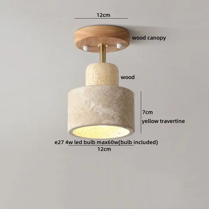 Yellow travertine led ceiling light bedroom textured concrete flush mount