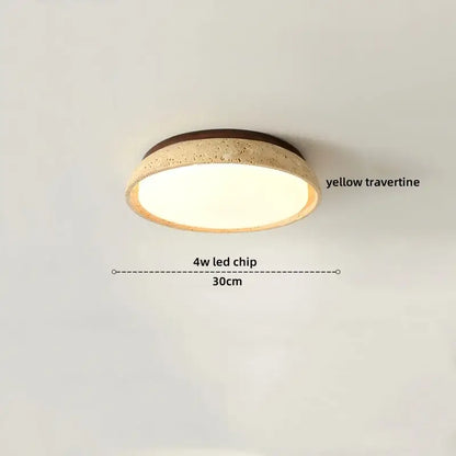 Yellow travertine led ceiling light bedroom textured concrete flush mount