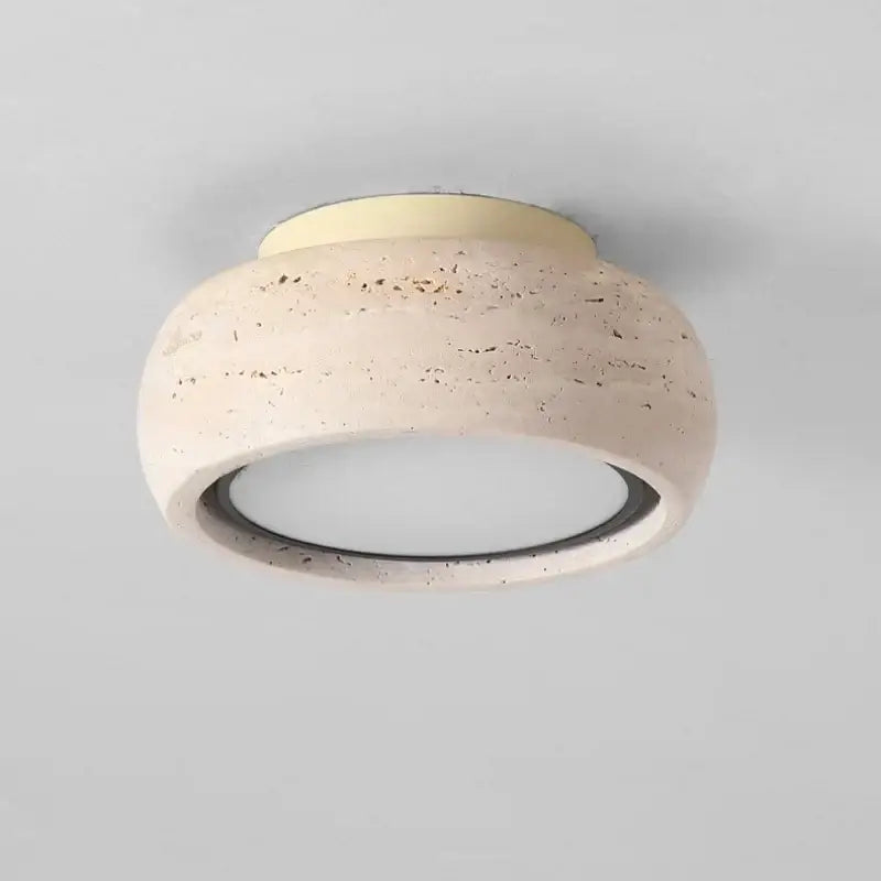 Yellow travertine led ceiling light bedroom textured concrete flush mount