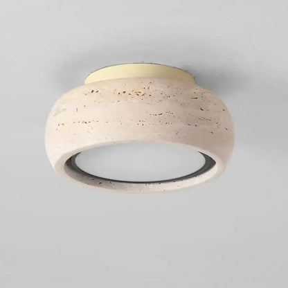 Yellow travertine led ceiling light bedroom textured concrete flush mount