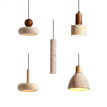 DecorBites™ Yellow Travertine Pendant Light for Kitchen Island