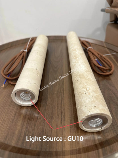 DecorBites™ Yellow Travertine Pendant Light for Kitchen Island