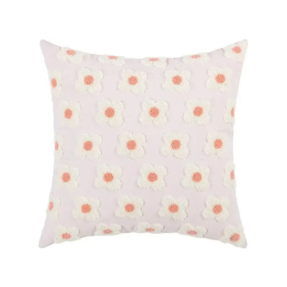 Yellow & white embroidered flora cotton pillow cover bedroom sham