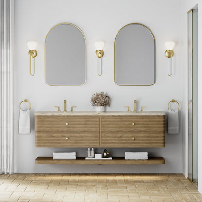 James Martin Allamari 72" Floating Double Bathroom Vanity, Dune Mist