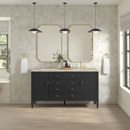 James Martin Myrrin 60" Double Bathroom Vanity, Carbon Oak