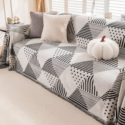 Chenille Geometric Patterned Sofa Throw, Couch Covers for Sectionals for Pets, Throw Cover for Couch