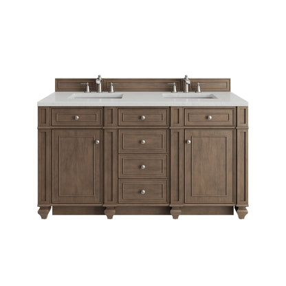James Martin Bristol 60" Double Bathroom Vanity, Whitewashed Walnut