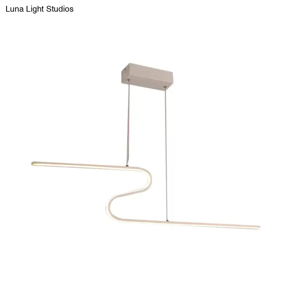 DecorBites™ Z-Shaped Linear Island Light Metallic Pendant with Warm/White LED, for Dining Room and Kitchen, in Black/White