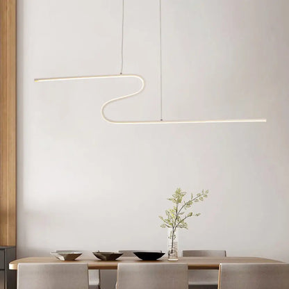 DecorBites™ Z-Shaped Linear Island Light Metallic Pendant with Warm/White LED, for Dining Room and Kitchen, in Black/White