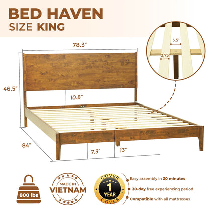 Haven Solid Wood Bed Frame