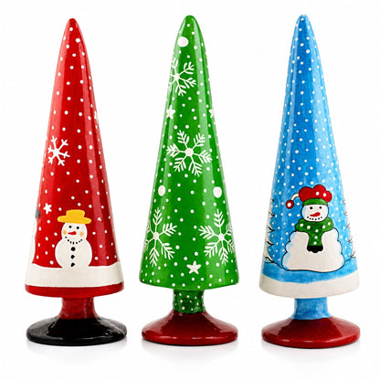 Set of 3 Wooden Tabletop Christmas Trees 8.5 Inches