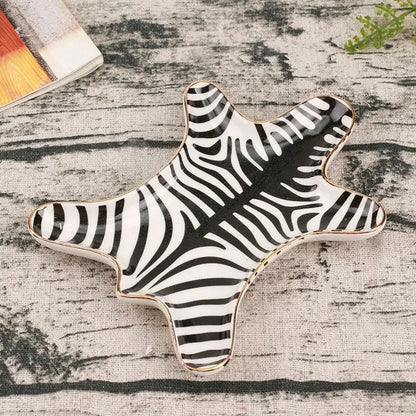 Zebra print gold tiger skin jewelry holder tray bedroom decor