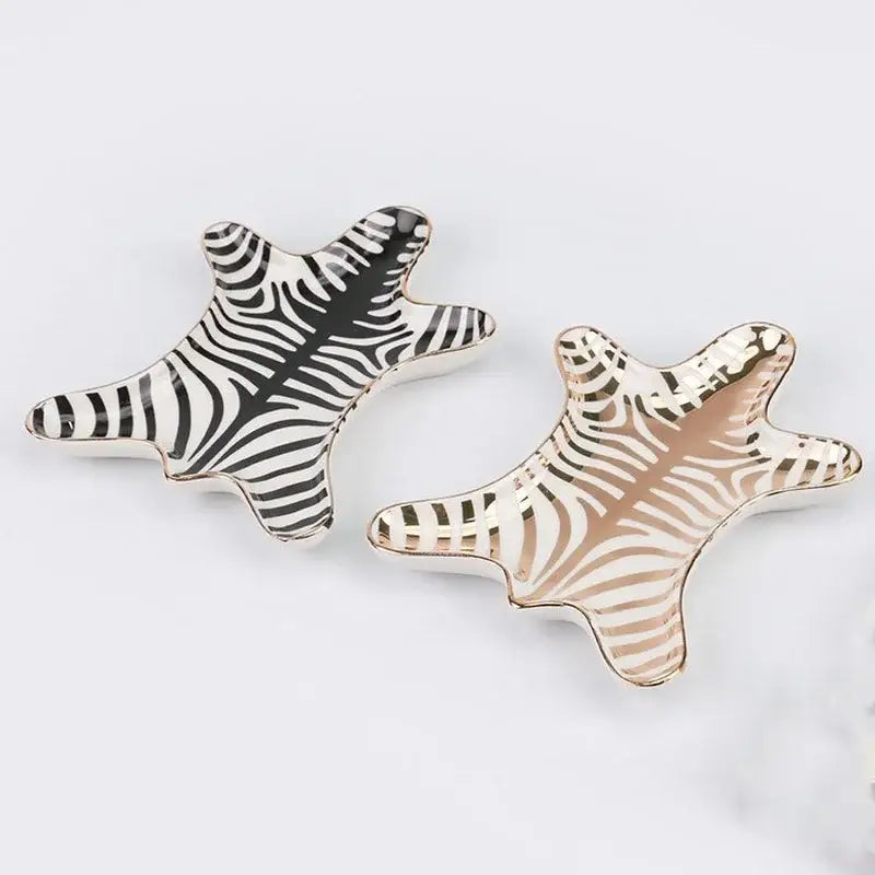 Zebra print gold tiger skin jewelry holder tray bedroom decor