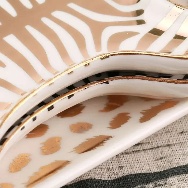 Zebra print gold tiger skin jewelry holder tray bedroom decor