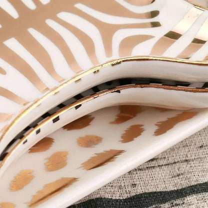 Zebra print gold tiger skin jewelry holder tray bedroom decor