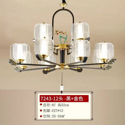 Zen black & gold deer enamel pendant light – living room chandelier