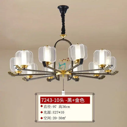 Zen black & gold deer enamel pendant light – living room chandelier