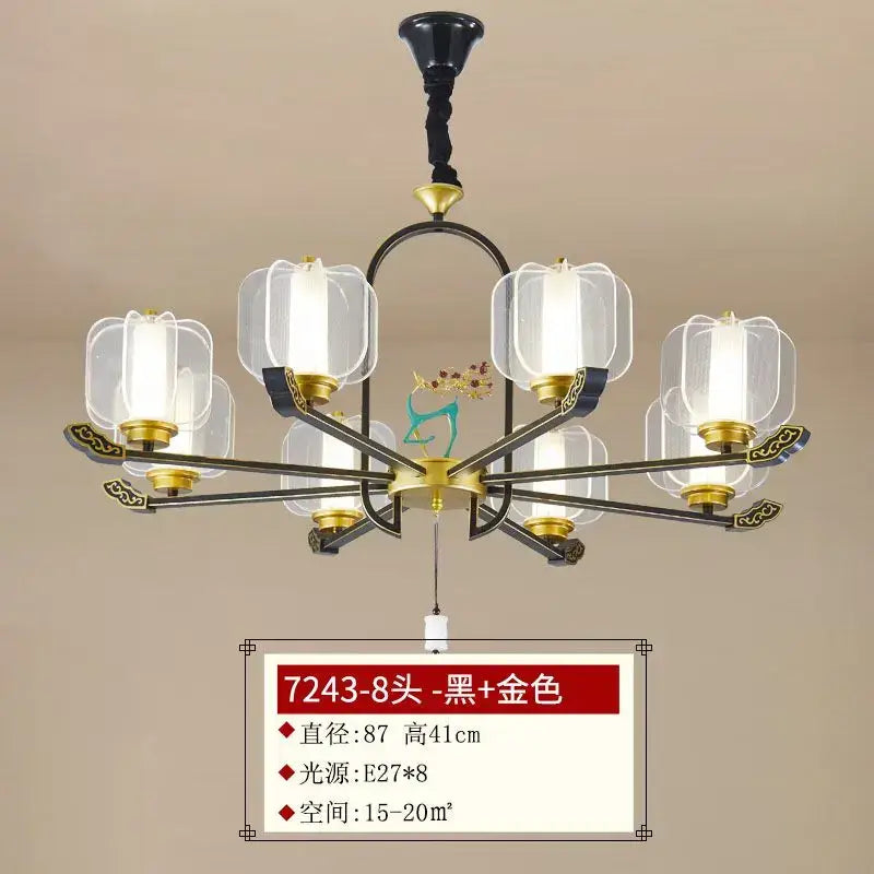 Zen black & gold deer enamel pendant light – living room chandelier