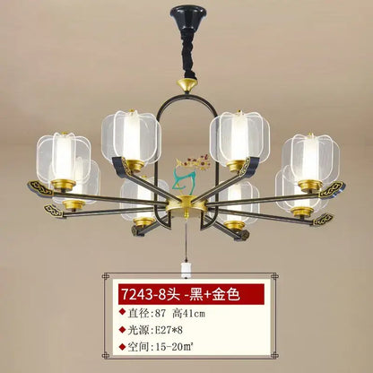 Zen black & gold deer enamel pendant light – living room chandelier